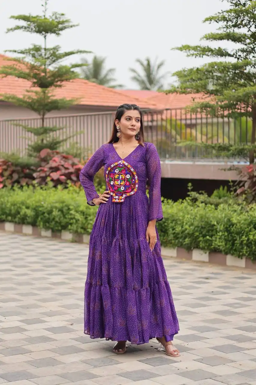 Ram 121 Purple Color Faux Georgette Gown with Mirror Work. Wedding, Party, Festive, Events Get it for ₹1549. Delivery 4-6 Working Days.Online Shop now. | Bollywood Gowns, Creative Gowns, Designer Gowns, Embroidered Gowns, Gowns, Party Wear Gowns