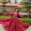 Ram 121 Red Color Faux Georgette Gown with Mirror Work. Wedding, Party, Festive, Events Get it for ₹1549. Delivery 4-6 Working Days.Online Shop now. | Bollywood Gowns, Creative Gowns, Designer Gowns, Embroidered Gowns, Gowns, Party Wear Gowns