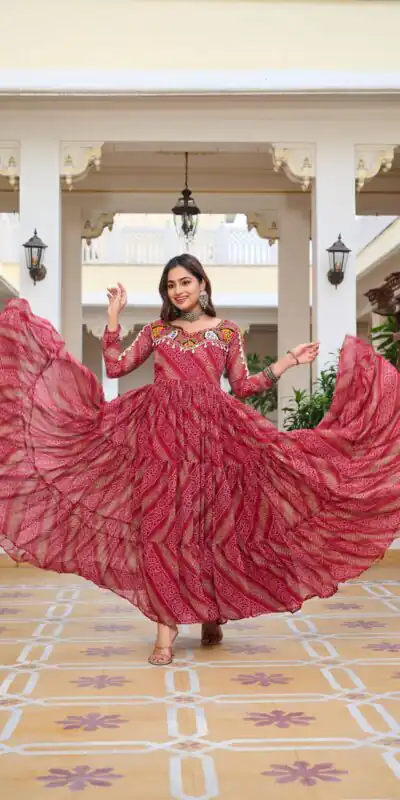 Ram 109 Red Color Faux Georgette Gown with Mirror Work. Wedding, Party, Festive, Events Get it for ₹1999. Delivery 4-6 Working Days.Online Shop now. | Bollywood Gowns, Creative Gowns, Designer Gowns, Embroidered Gowns, Gowns, Party Wear Gowns