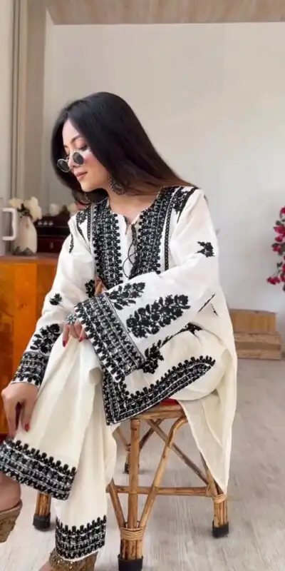 SRK 5349 White Rayon Butti Silk Salwar Suit with Embroidery Work. Special Price ₹1899. Delivery 4-6 Working Days. Shop now. | Jump Suits, Straight Suits, Casual Suits, Creative suits, Designer Suits, Palazzo Suits, Party Wear Suits, Patiala Suits, Salwar suit