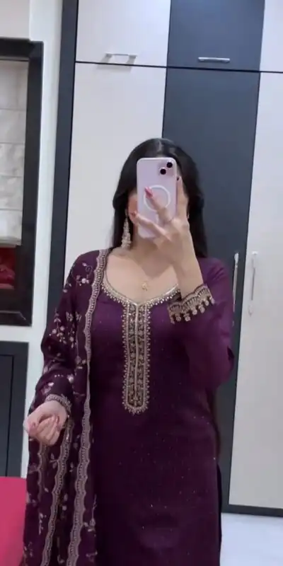 JF 048 Wine Color Georgette Salwar Suit with Designer Work. Affordable Price ₹2149. Delivery 4-6 Working Days. Online Shop now. | Jump Suits, Straight Suits, Casual Suits, Creative suits, Designer Suits, Palazzo Suits, Party Wear Suits, Patiala Suits, Salwar suit