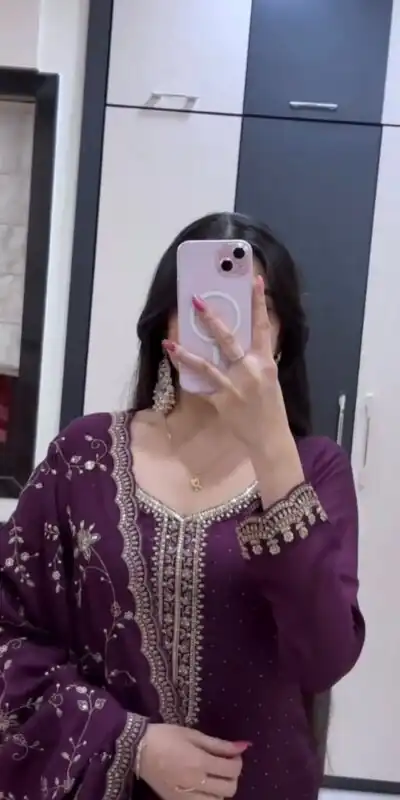 JF 048 Wine Color Georgette Salwar Suit with Designer Work. Affordable Price ₹2149. Delivery 4-6 Working Days. Online Shop now. | Jump Suits, Straight Suits, Casual Suits, Creative suits, Designer Suits, Palazzo Suits, Party Wear Suits, Patiala Suits, Salwar suit