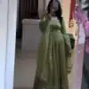 VLM 339 Parrot Green Crunchy Silk Gown Perfect for Wedding, Party, Housewarming, Haldi, – . Best Price ₹2149. Delivery 4-6 Working Days. Shop now. | Bollywood Gowns, Creative Gowns, Designer Gowns, Embroidered Gowns, Gowns, Party Wear Gowns