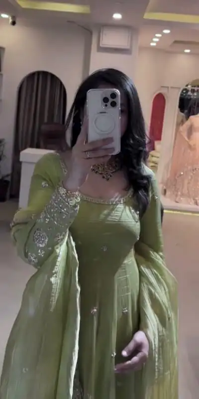VLM 339 Parrot Green Crunchy Silk Gown Perfect for Wedding, Party, Housewarming, Haldi, – . Best Price ₹2149. Delivery 4-6 Working Days. Shop now. | Bollywood Gowns, Creative Gowns, Designer Gowns, Embroidered Gowns, Gowns, Party Wear Gowns