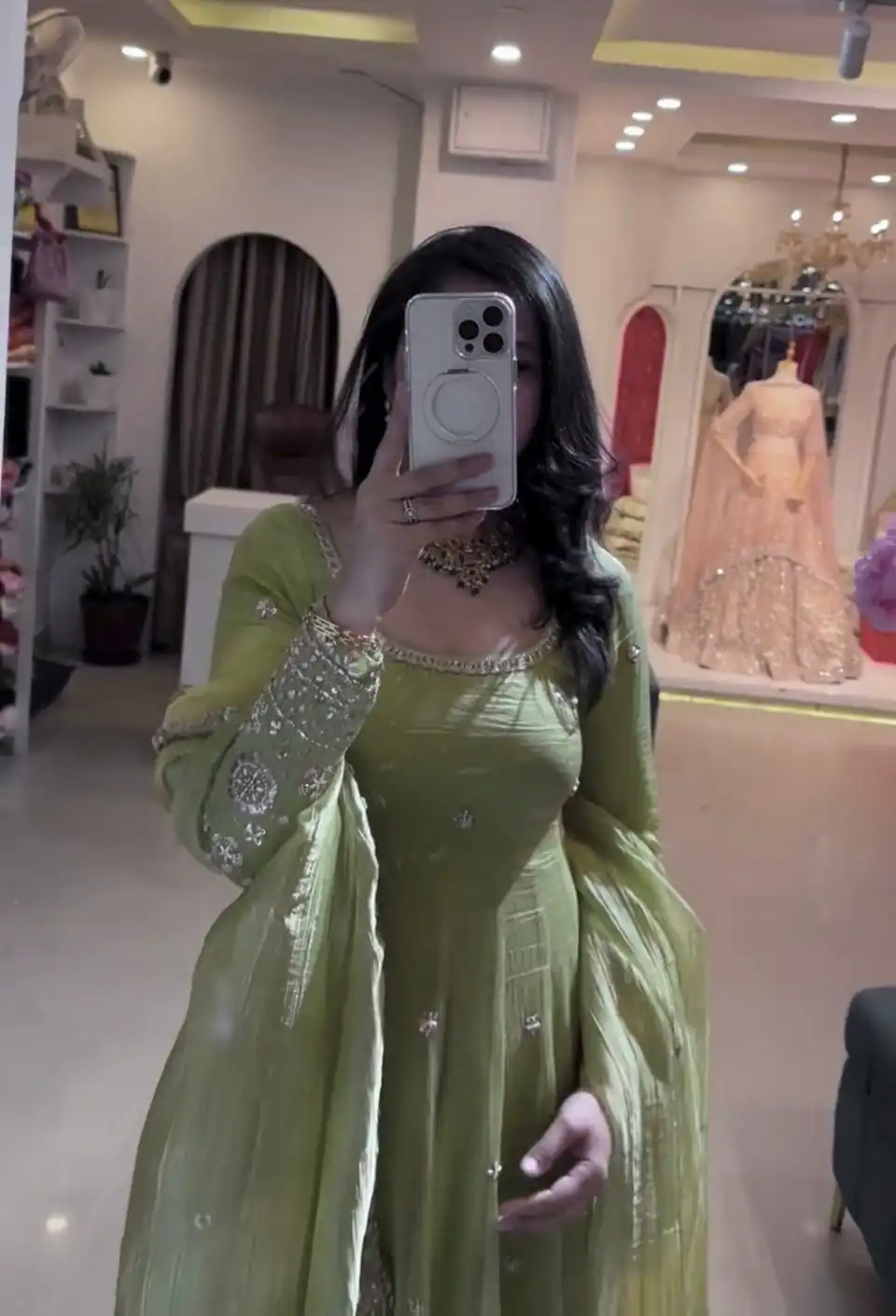 VLM 339 Parrot Green Crunchy Silk Gown Perfect for Wedding, Party, Housewarming, Haldi, – . Best Price ₹2149. Delivery 4-6 Working Days. Shop now. | Bollywood Gowns, Creative Gowns, Designer Gowns, Embroidered Gowns, Gowns, Party Wear Gowns