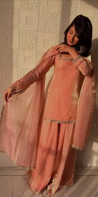 ZB 5063 Peach Fandy Silk Salwar Suit with Embroidery Work. Wedding, Party, Festive, Events Now at just ₹1949. Delivery 4-6 Working Days. Shop now. | Jump Suits, Straight Suits, Casual Suits, Creative suits, Designer Suits, Palazzo Suits, Party Wear Suits, Patiala Suits, Salwar suit