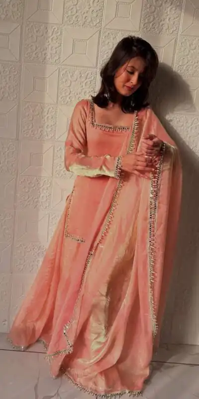 ZB 5063 Peach Fandy Silk Salwar Suit with Embroidery Work. Wedding, Party, Festive, Events Now at just ₹1949. Delivery 4-6 Working Days. Shop now. | Jump Suits, Straight Suits, Casual Suits, Creative suits, Designer Suits, Palazzo Suits, Party Wear Suits, Patiala Suits, Salwar suit