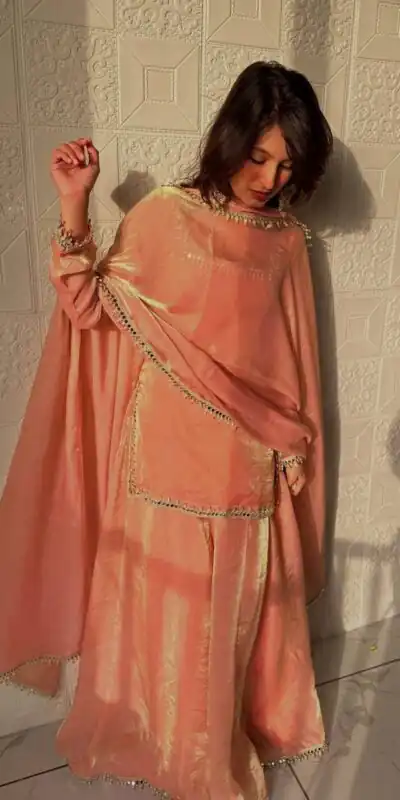 ZB 5063 Peach Fandy Silk Salwar Suit with Embroidery Work. Wedding, Party, Festive, Events Now at just ₹1949. Delivery 4-6 Working Days. Shop now. | Jump Suits, Straight Suits, Casual Suits, Creative suits, Designer Suits, Palazzo Suits, Party Wear Suits, Patiala Suits, Salwar suit