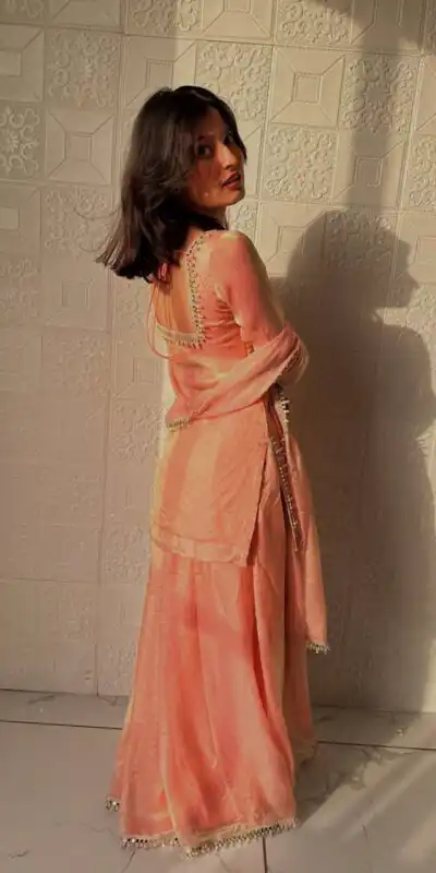 ZB 5063 Peach Fandy Silk Salwar Suit with Embroidery Work. Wedding, Party, Festive, Events Now at just ₹1949. Delivery 4-6 Working Days. Shop now. | Jump Suits, Straight Suits, Casual Suits, Creative suits, Designer Suits, Palazzo Suits, Party Wear Suits, Patiala Suits, Salwar suit