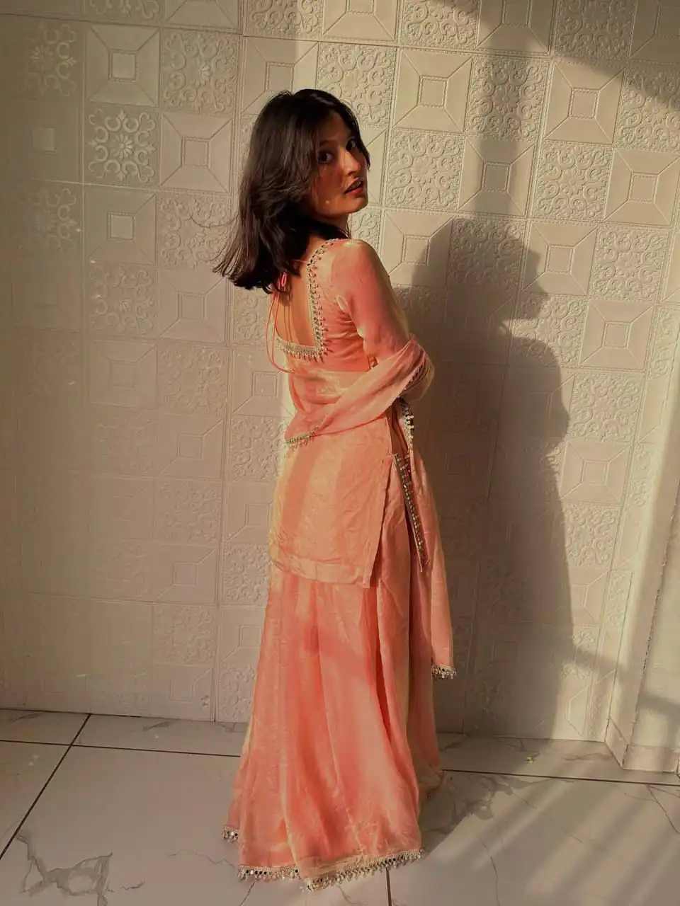 ZB 5063 Peach Fandy Silk Salwar Suit with Embroidery Work. Wedding, Party, Festive, Events Now at just ₹1949. Delivery 4-6 Working Days. Shop now. | Jump Suits, Straight Suits, Casual Suits, Creative suits, Designer Suits, Palazzo Suits, Party Wear Suits, Patiala Suits, Salwar suit