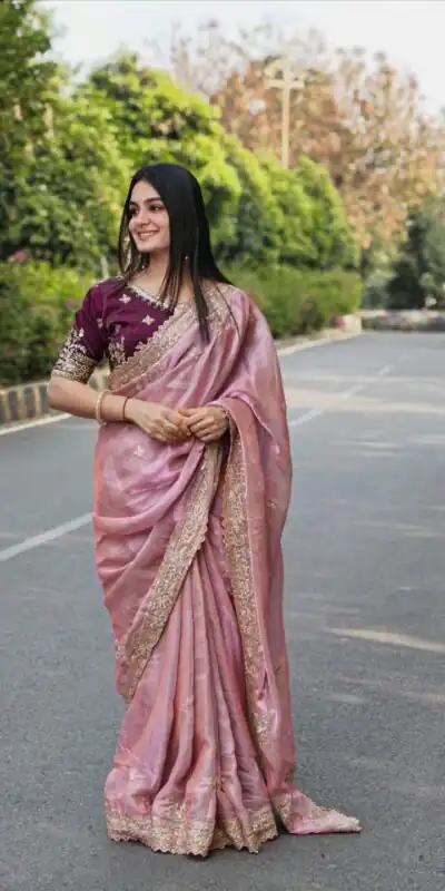 JR 666 Pink Fendy Satin Saree Perfect for Wedding, Party, Durga Puja, Raksha Bandhan, Sangeet – . Festive Deal ₹1949. Delivery 4-6 Working Days. | Bollywood Sarees, Creative Sarees, Designer Sarees, Embroidered Sarees, Ethnic Saree, Modern Digital sarees, Party Wear Sarees, Sarees