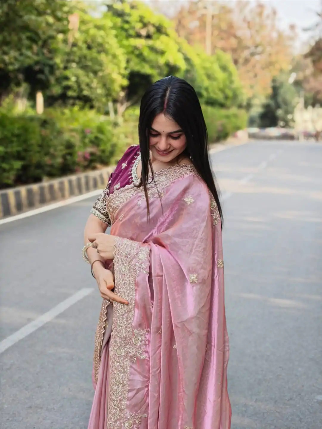 JR 666 Pink Fendy Satin Saree Perfect for Wedding, Party, Durga Puja, Raksha Bandhan, Sangeet – . Festive Deal ₹1949. Delivery 4-6 Working Days. | Bollywood Sarees, Creative Sarees, Designer Sarees, Embroidered Sarees, Ethnic Saree, Modern Digital sarees, Party Wear Sarees, Sarees