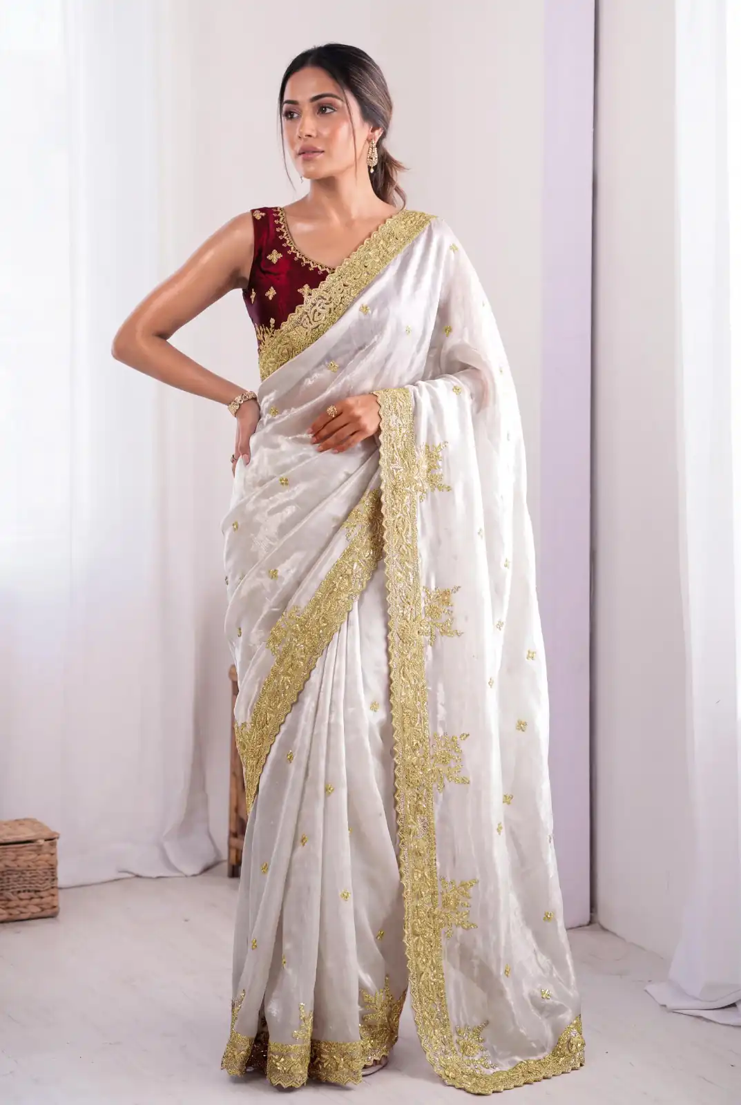 JR 666 White Fendy Satin Saree Perfect for Wedding, Party, Durga Puja, Raksha Bandhan, Sangeet – . Festive Deal ₹1949. Delivery 4-6 Working Days. | Bollywood Sarees, Creative Sarees, Designer Sarees, Embroidered Sarees, Ethnic Saree, Modern Digital sarees, Party Wear Sarees, Sarees