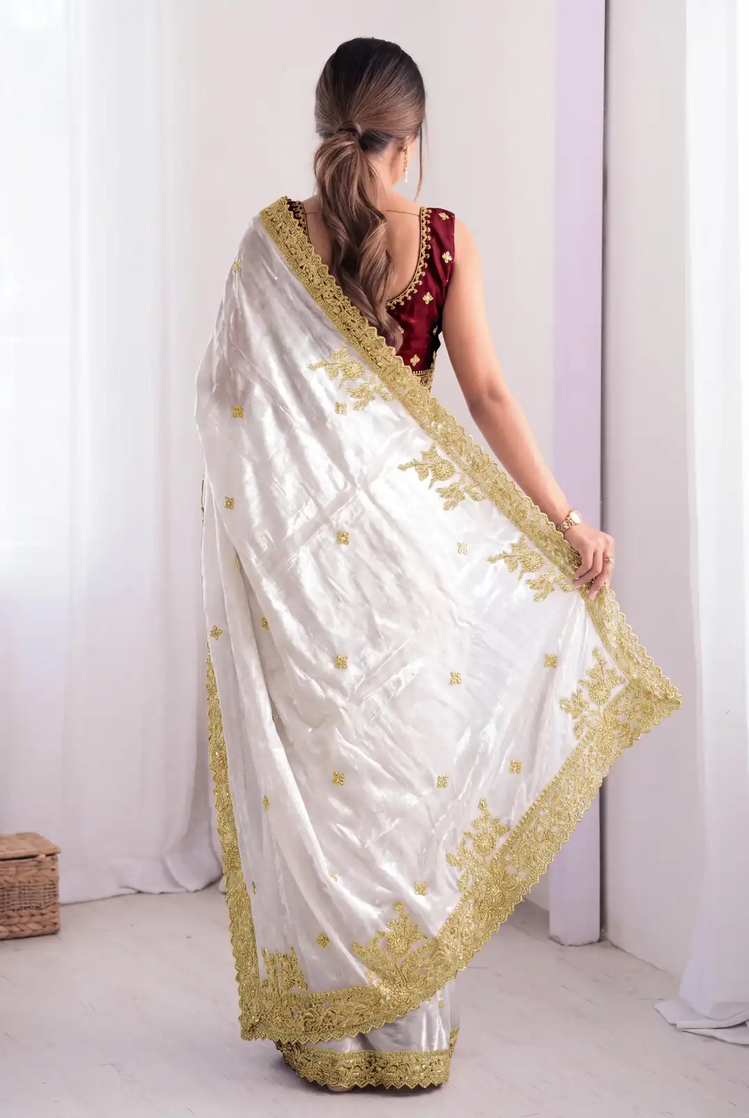 JR 666 White Fendy Satin Saree Perfect for Wedding, Party, Durga Puja, Raksha Bandhan, Sangeet – . Festive Deal ₹1949. Delivery 4-6 Working Days. | Bollywood Sarees, Creative Sarees, Designer Sarees, Embroidered Sarees, Ethnic Saree, Modern Digital sarees, Party Wear Sarees, Sarees