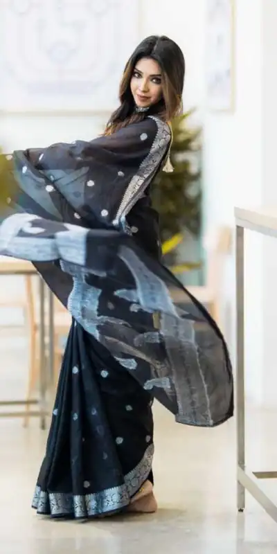 KPR 120 Black Soft Lilan Slab Saree Perfect for Wedding, Party, Lohri, Durga Puja, Pongal – . Get it for ₹1349. Delivery 4-6 Working Days. Shop now. | Bollywood Sarees, Creative Sarees, Designer Sarees, Embroidered Sarees, Ethnic Saree, Modern Digital sarees, Party Wear Sarees, Sarees