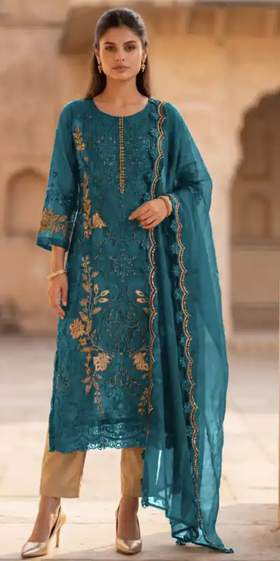 FC 1220 Blue Crunchy Salwar Suit with Embroidery Work. Wedding, Party, Festive, Events Grab it for ₹2149. Delivery 4-6 Working Days. Shop now. | Jump Suits, Straight Suits, Casual Suits, Creative suits, Designer Suits, Palazzo Suits, Party Wear Suits, Patiala Suits, Salwar suit