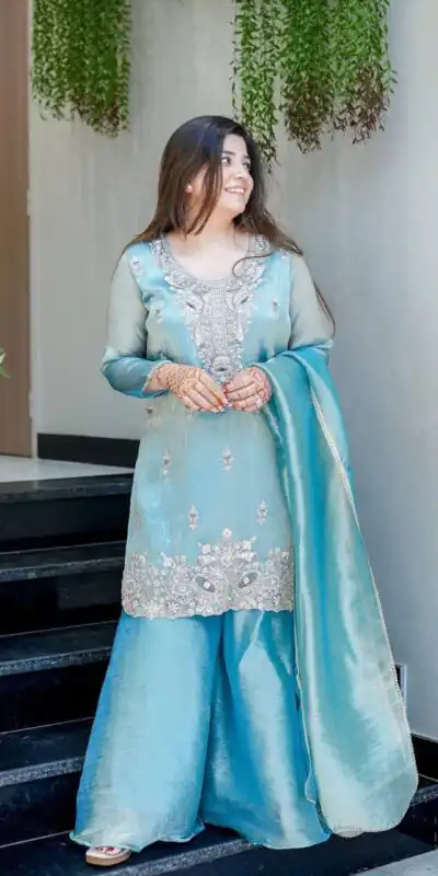 DC 114 Blue Fandy Satin Salwar Suit with Embroidery Work & Lace Work. Exclusive Offer ₹1899. Delivery 4-6 Working Days. Shop now. | Jump Suits, Straight Suits, Casual Suits, Creative suits, Designer Suits, Palazzo Suits, Party Wear Suits, Patiala Suits, Salwar suit