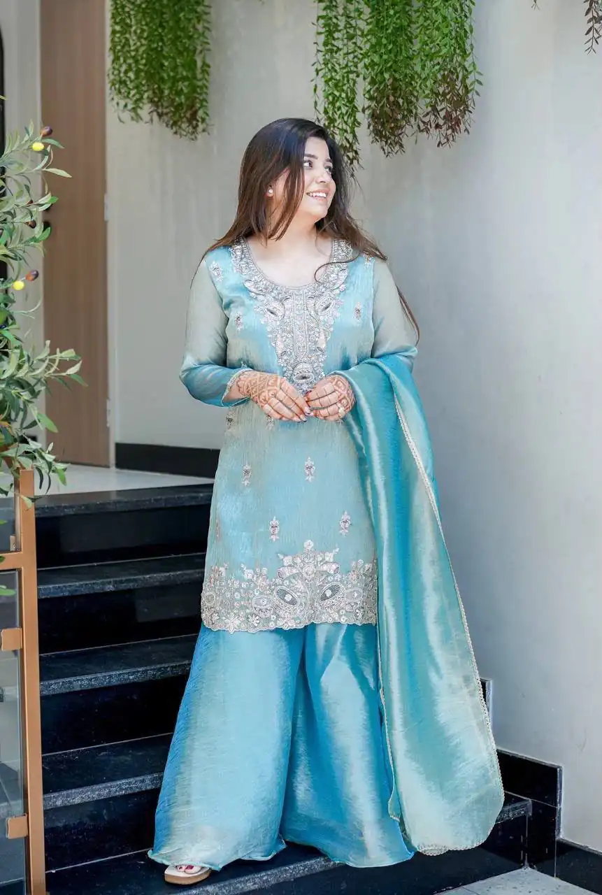 DC 114 Blue Fandy Satin Salwar Suit with Embroidery Work & Lace Work. Exclusive Offer ₹1899. Delivery 4-6 Working Days. Shop now. | Jump Suits, Straight Suits, Casual Suits, Creative suits, Designer Suits, Palazzo Suits, Party Wear Suits, Patiala Suits, Salwar suit