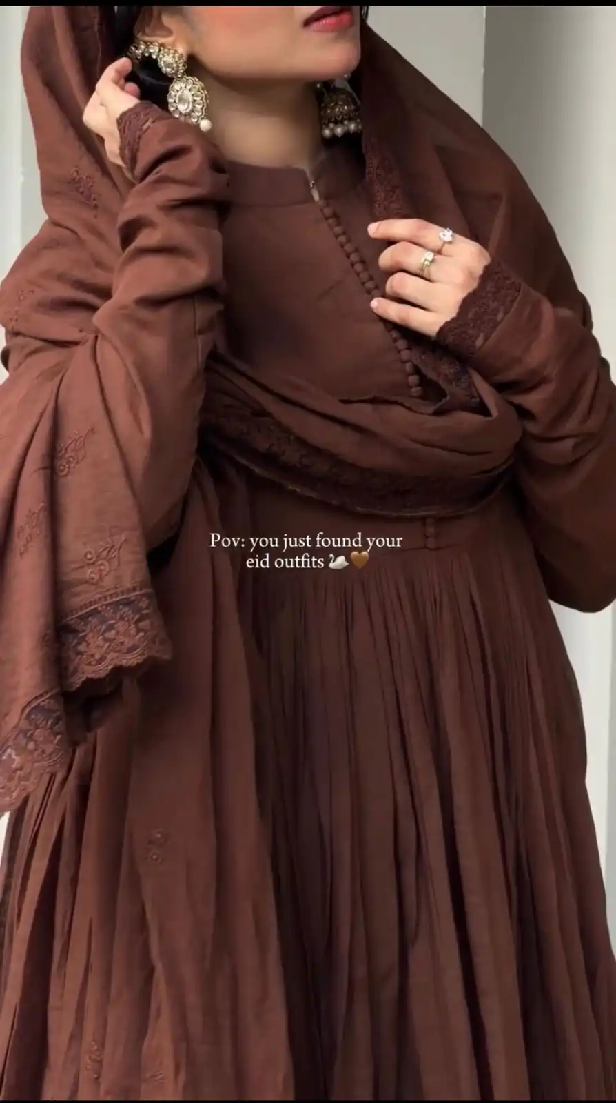 Fancy Brown Roman Silk Embroidery Cut Work Gown - Image 5
