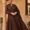 VLM 337 Brown Roman Silk Gown Perfect for Wedding, Party, Ethnic Day, Haldi, Diwali – . Festive Deal ₹2099. Delivery 4-6 Working Days. Shop now. | Bollywood Gowns, Creative Gowns, Designer Gowns, Embroidered Gowns, Gowns, Party Wear Gowns