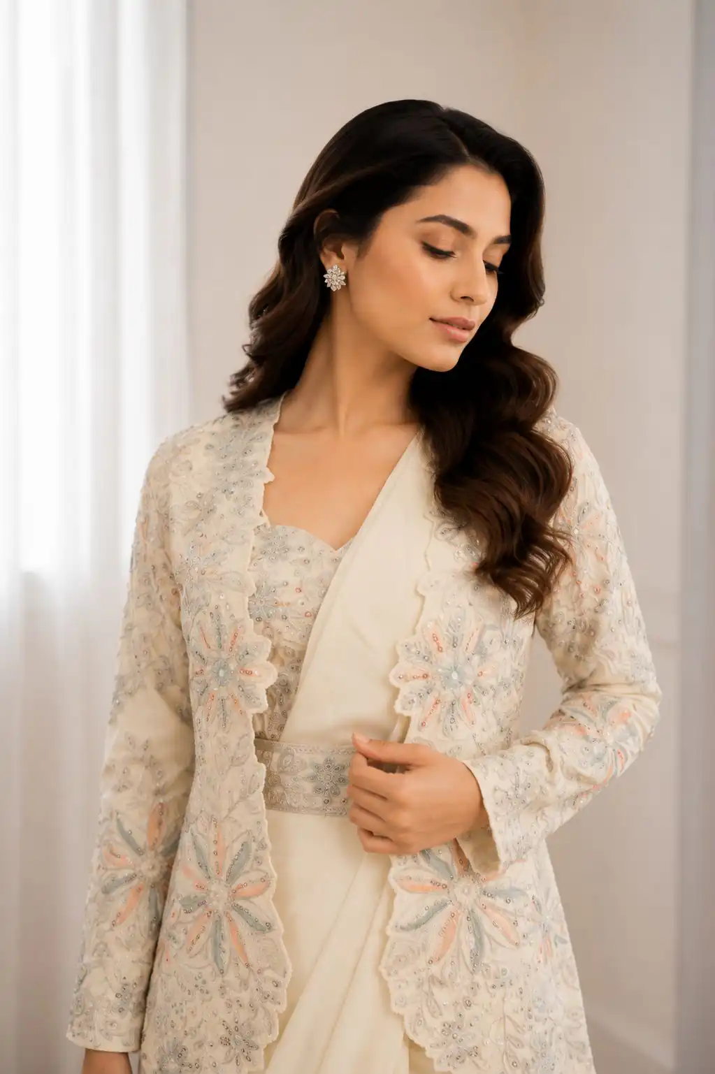 BB 62 Off White Crap Silk Saree with Embroidery Work. Wedding, Party, Festive, Events Festive Deal ₹2499. Delivery 4-6 Working Days. Shop now. | Bollywood Sarees, Creative Sarees, Designer Sarees, Embroidered Sarees, Ethnic Saree, Modern Digital sarees, Party Wear Sarees, Sarees