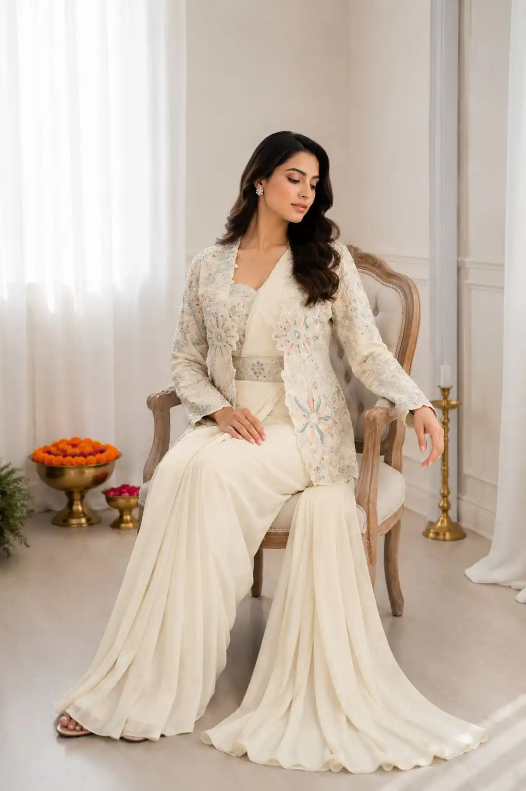 BB 62 Off White Crap Silk Saree with Embroidery Work. Wedding, Party, Festive, Events Festive Deal ₹2499. Delivery 4-6 Working Days. Shop now. | Bollywood Sarees, Creative Sarees, Designer Sarees, Embroidered Sarees, Ethnic Saree, Modern Digital sarees, Party Wear Sarees, Sarees