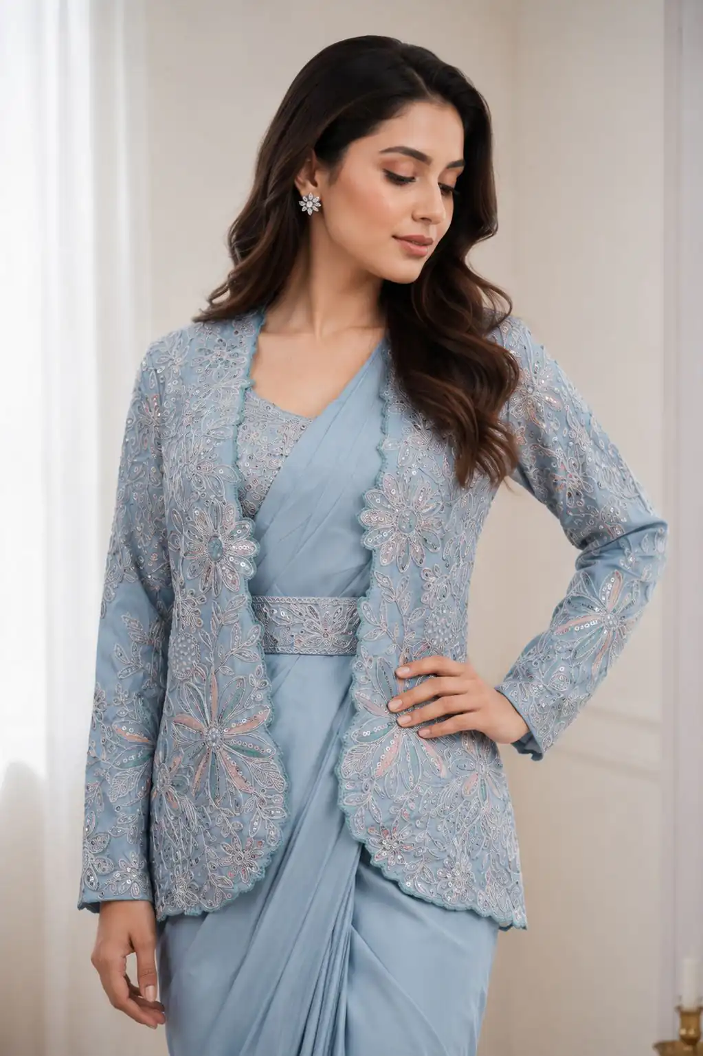 BB 62 Powder Blue Crap Silk Saree with Embroidery Work. Wedding, Party, Festive, Events Festive Deal ₹2499. Delivery 4-6 Working Days. Shop now. | Bollywood Sarees, Creative Sarees, Designer Sarees, Embroidered Sarees, Ethnic Saree, Modern Digital sarees, Party Wear Sarees, Sarees