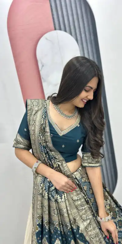 PC 560 Teal in Jacquard Silk Designer Work Lehenga Choli . Introductory Price ₹3249. Delivery 4-6 Working Days. Shop now. | Bollywood Lehenga, Creative Lehenga, Designer Lehenga, Embroidered Lehenga, Lehenga, Party Wear Lehenga