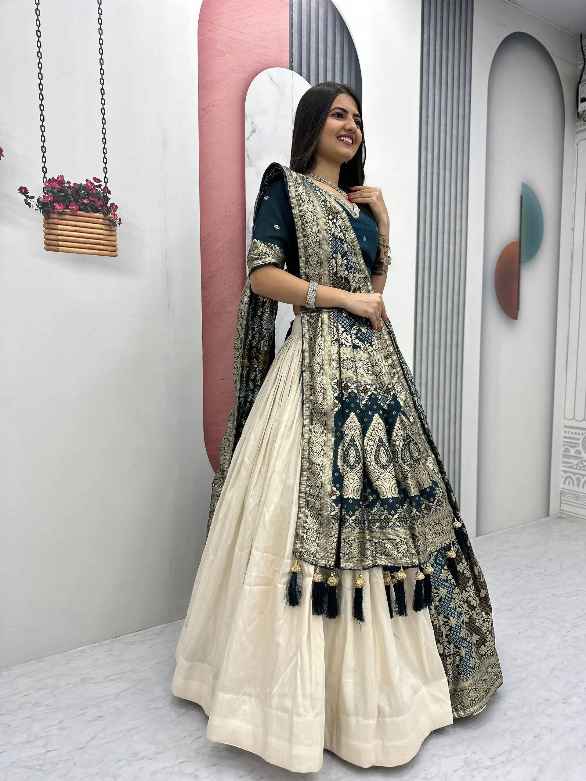 PC 560 Teal in Jacquard Silk Designer Work Lehenga Choli . Introductory Price ₹3249. Delivery 4-6 Working Days. Shop now. | Bollywood Lehenga, Creative Lehenga, Designer Lehenga, Embroidered Lehenga, Lehenga, Party Wear Lehenga