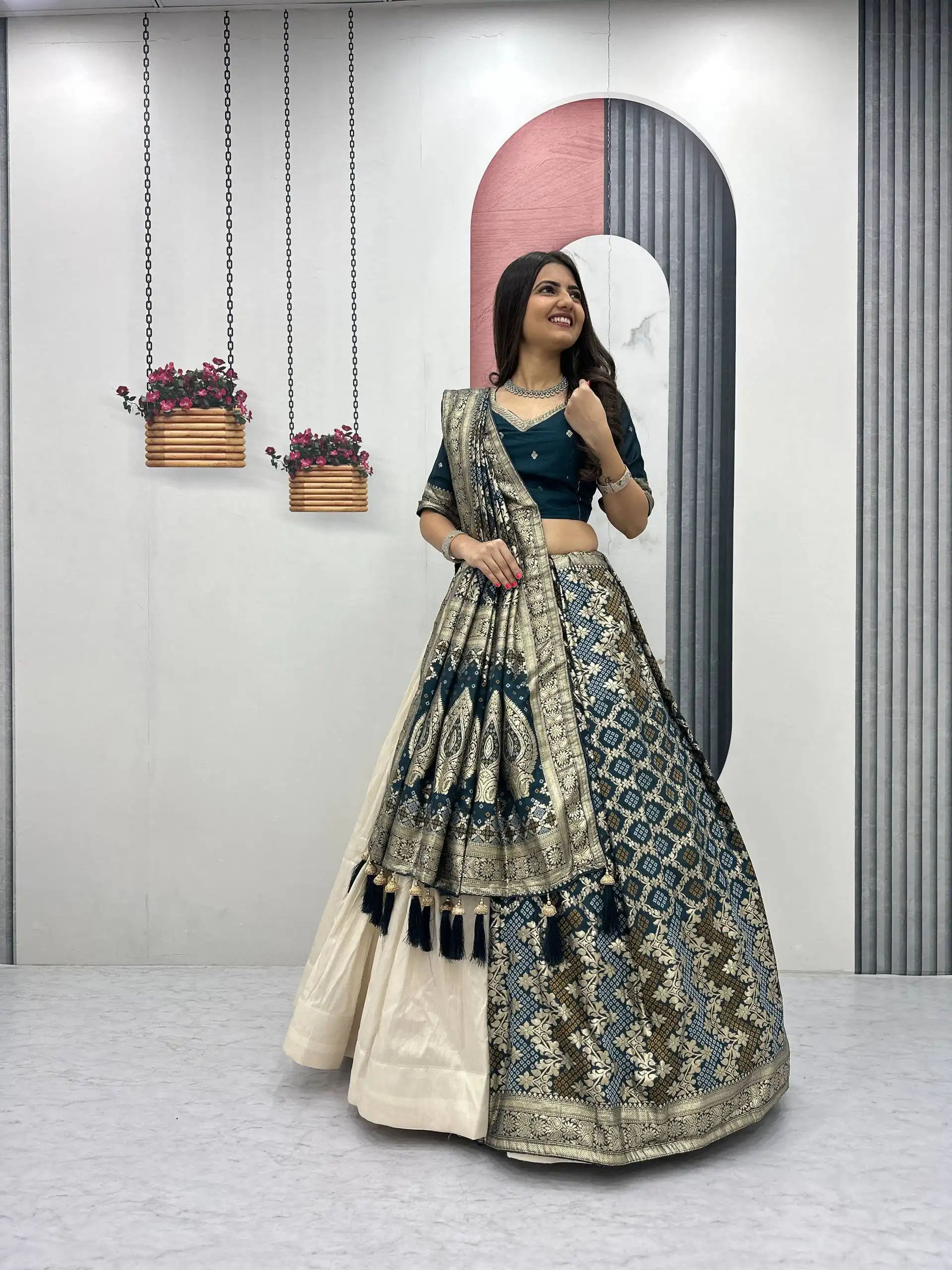 PC 560 Teal in Jacquard Silk Designer Work Lehenga Choli . Introductory Price ₹3249. Delivery 4-6 Working Days. Shop now. | Bollywood Lehenga, Creative Lehenga, Designer Lehenga, Embroidered Lehenga, Lehenga, Party Wear Lehenga