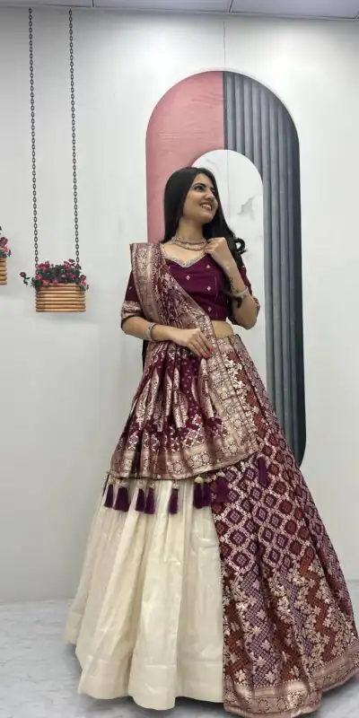 PC 560 Wine in Jacquard Silk Designer Work Lehenga Choli . Introductory Price ₹3249. Delivery 4-6 Working Days. Shop now. | Bollywood Lehenga, Creative Lehenga, Designer Lehenga, Embroidered Lehenga, Lehenga, Party Wear Lehenga