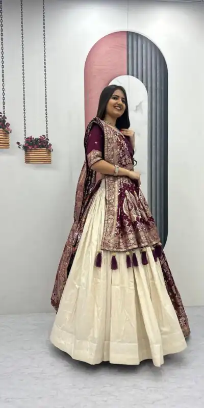 PC 560 Wine in Jacquard Silk Designer Work Lehenga Choli . Introductory Price ₹3249. Delivery 4-6 Working Days. Shop now. | Bollywood Lehenga, Creative Lehenga, Designer Lehenga, Embroidered Lehenga, Lehenga, Party Wear Lehenga