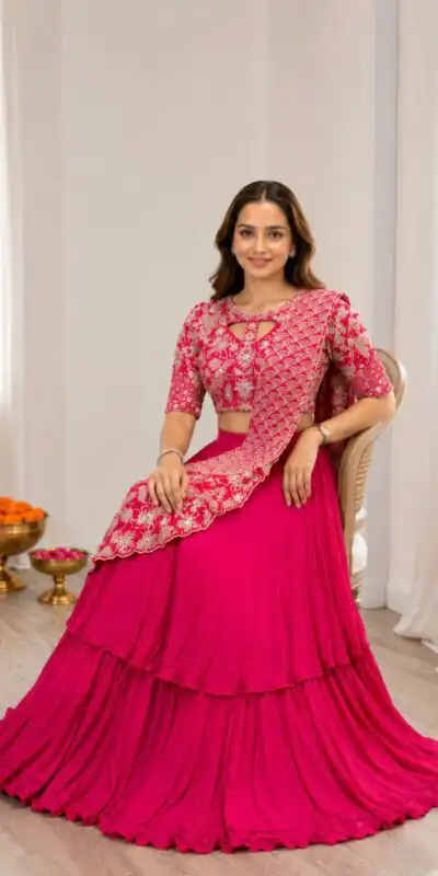 BB 75 Pink Color French Crape Saree with Embroidery Work. Wedding, Party, Festive, Online Best Price ₹2399. Delivery 4-6 Working Days. Shop now. | Bollywood Sarees, Creative Sarees, Designer Sarees, Embroidered Sarees, Ethnic Saree, Modern Digital sarees, Party Wear Sarees, Sarees