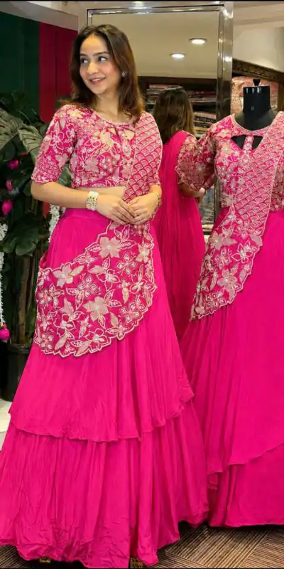 BB 75 Pink Color French Crape Saree with Embroidery Work. Wedding, Party, Festive, Online Best Price ₹2399. Delivery 4-6 Working Days. Shop now. | Bollywood Sarees, Creative Sarees, Designer Sarees, Embroidered Sarees, Ethnic Saree, Modern Digital sarees, Party Wear Sarees, Sarees
