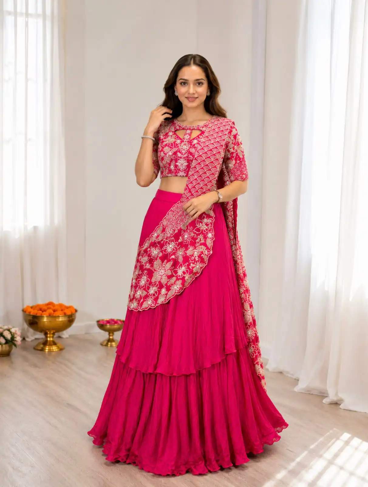 BB 75 Pink Color French Crape Saree with Embroidery Work. Wedding, Party, Festive, Online Best Price ₹2399. Delivery 4-6 Working Days. Shop now. | Bollywood Sarees, Creative Sarees, Designer Sarees, Embroidered Sarees, Ethnic Saree, Modern Digital sarees, Party Wear Sarees, Sarees