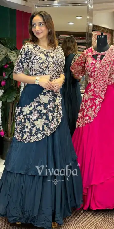 BB 75 Nay Blue Color French Crape Saree with Embroidery Work. Wedding, Party, Festive, Online Best Price ₹2399. Delivery 4-6 Working Days. Shop now. | Bollywood Sarees, Creative Sarees, Designer Sarees, Embroidered Sarees, Ethnic Saree, Modern Digital sarees, Party Wear Sarees, Sarees
