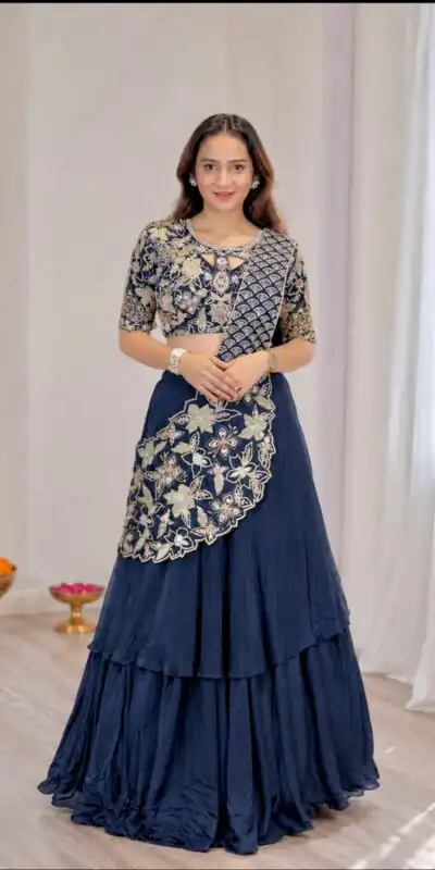 BB 75 Nay Blue Color French Crape Saree with Embroidery Work. Wedding, Party, Festive, Online Best Price ₹2399. Delivery 4-6 Working Days. Shop now. | Bollywood Sarees, Creative Sarees, Designer Sarees, Embroidered Sarees, Ethnic Saree, Modern Digital sarees, Party Wear Sarees, Sarees