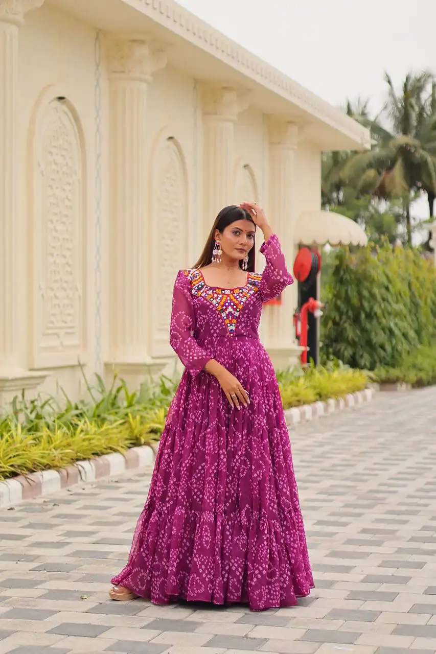 Ram 119 Pink Faux Georgette Gown with Mirror Work. Wedding, Party, Festive, Events Special Price ₹1899. Delivery 4-6 Working Days. Shop now. | Bollywood Gowns, Creative Gowns, Designer Gowns, Embroidered Gowns, Gowns, Party Wear Gowns
