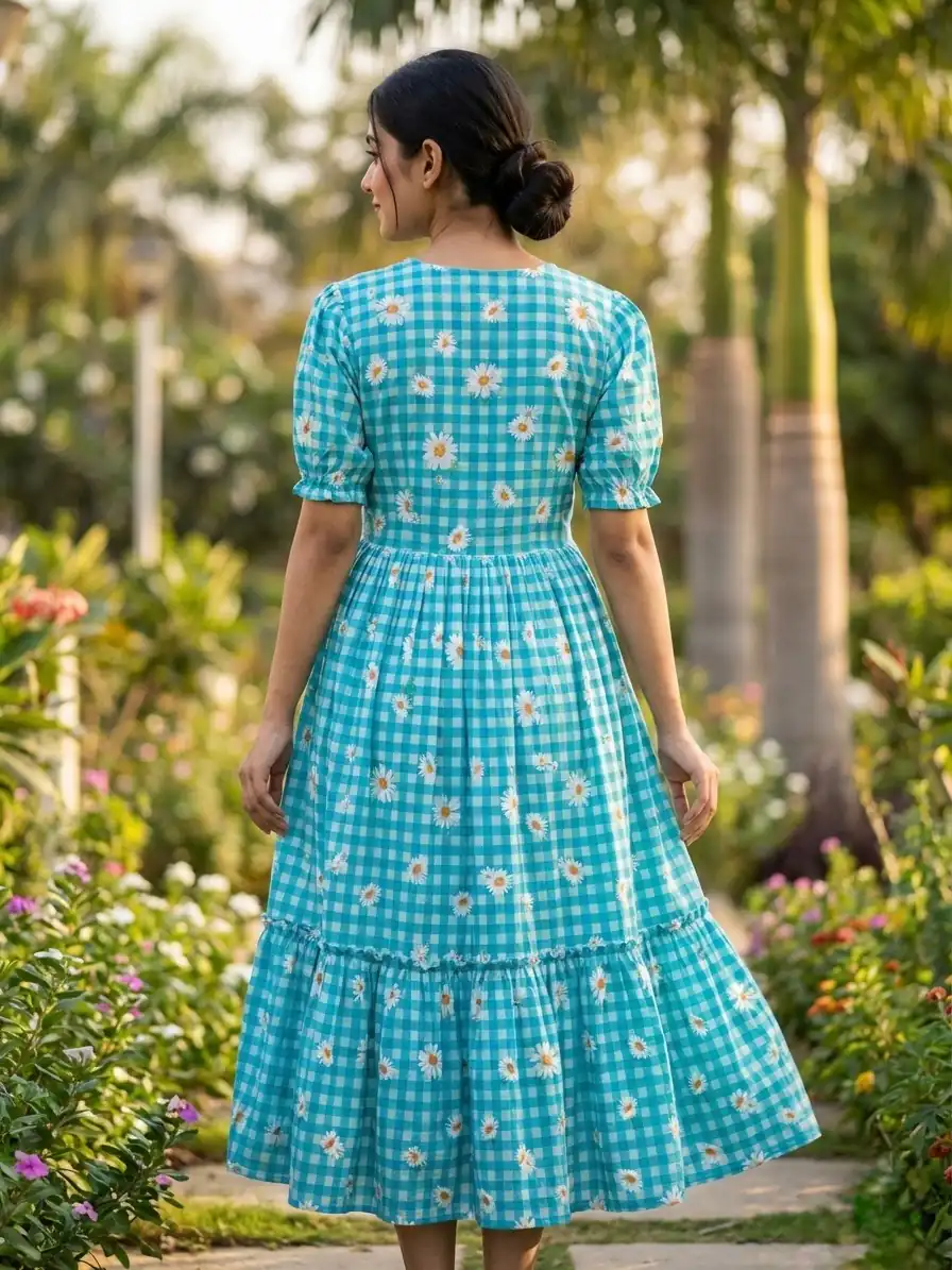 KA 1257 Blue Muslin Silk Gingham Printed Kurti with Designer Work. Special Price ₹1519. Delivery 4-6 Working Days. Shop now. | Bollywood Kurti, Creative Kurtis, Designer Kurti, Kurti, Party Wear Kurti, Selfie Kurti