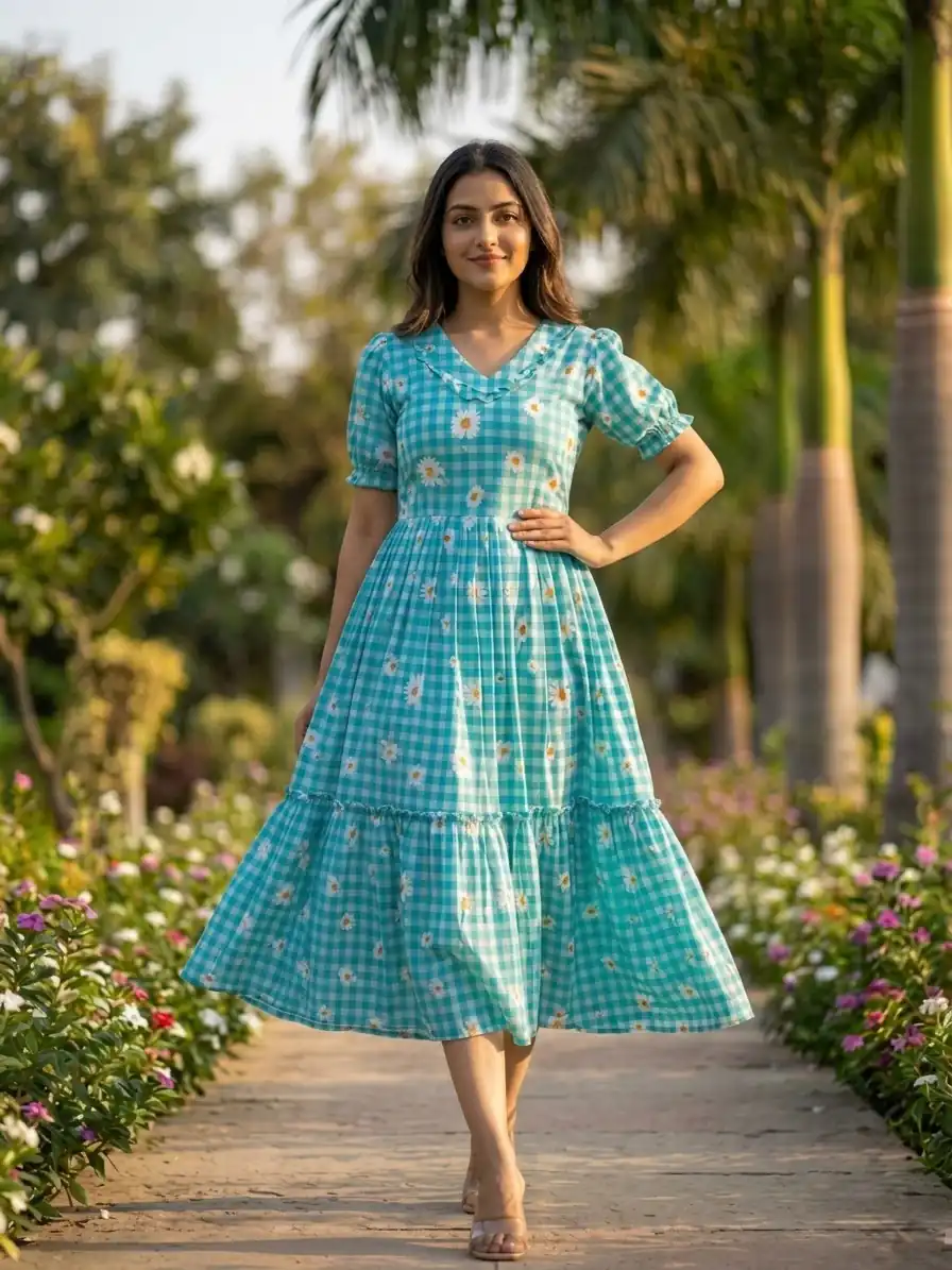 KA 1257 Blue Muslin Silk Gingham Printed Kurti with Designer Work. Special Price ₹1519. Delivery 4-6 Working Days. Shop now. | Bollywood Kurti, Creative Kurtis, Designer Kurti, Kurti, Party Wear Kurti, Selfie Kurti