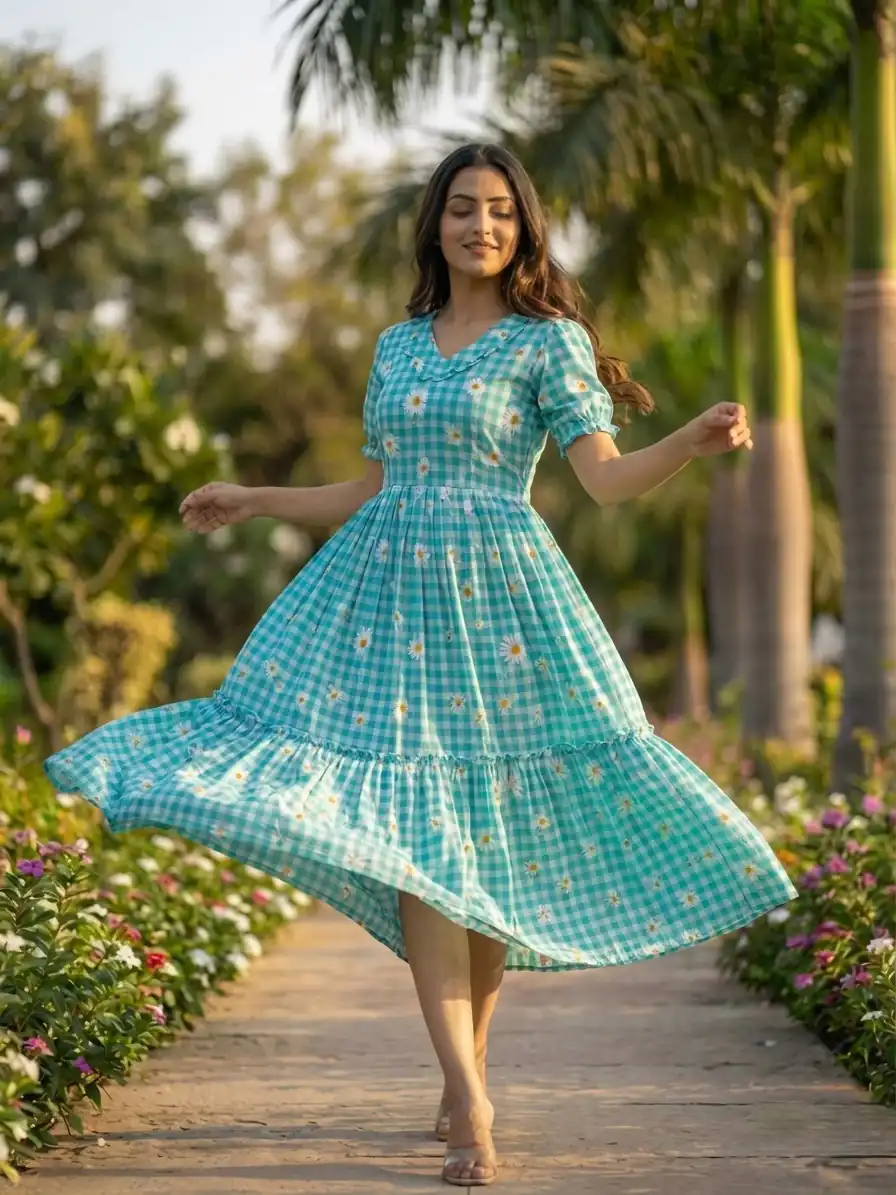 KA 1257 Blue Muslin Silk Gingham Printed Kurti with Designer Work. Special Price ₹1519. Delivery 4-6 Working Days. Shop now. | Bollywood Kurti, Creative Kurtis, Designer Kurti, Kurti, Party Wear Kurti, Selfie Kurti
