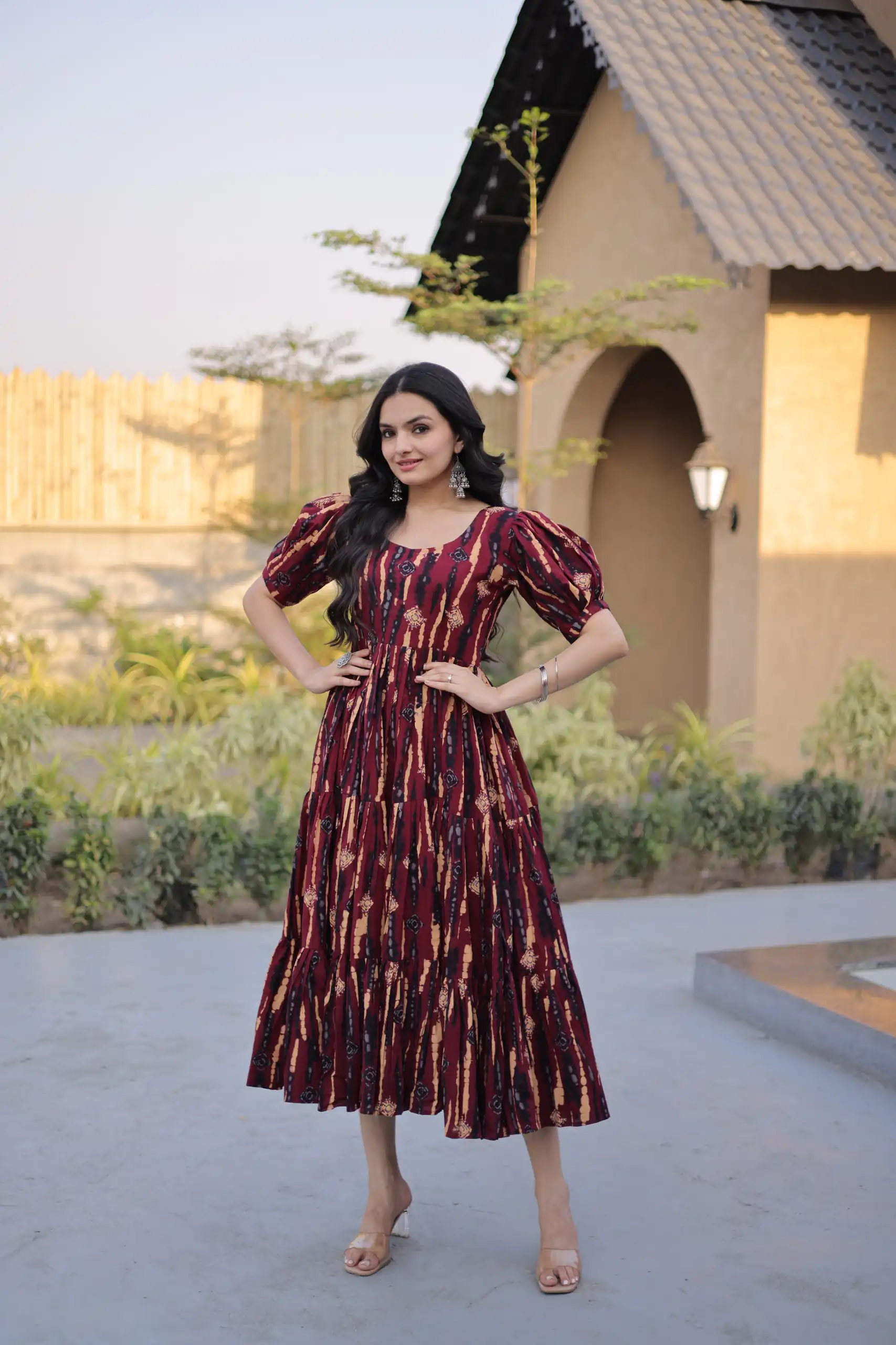 KA 1252 Maroon Cotton Kurti with Printed Work.Wedding, Party, Festive, Events, Exclusive Offer ₹1569. Delivery 4-6 Working Days. Shop now. | Bollywood Kurti, Creative Kurtis, Designer Kurti, Kurti, Party Wear Kurti, Selfie Kurti