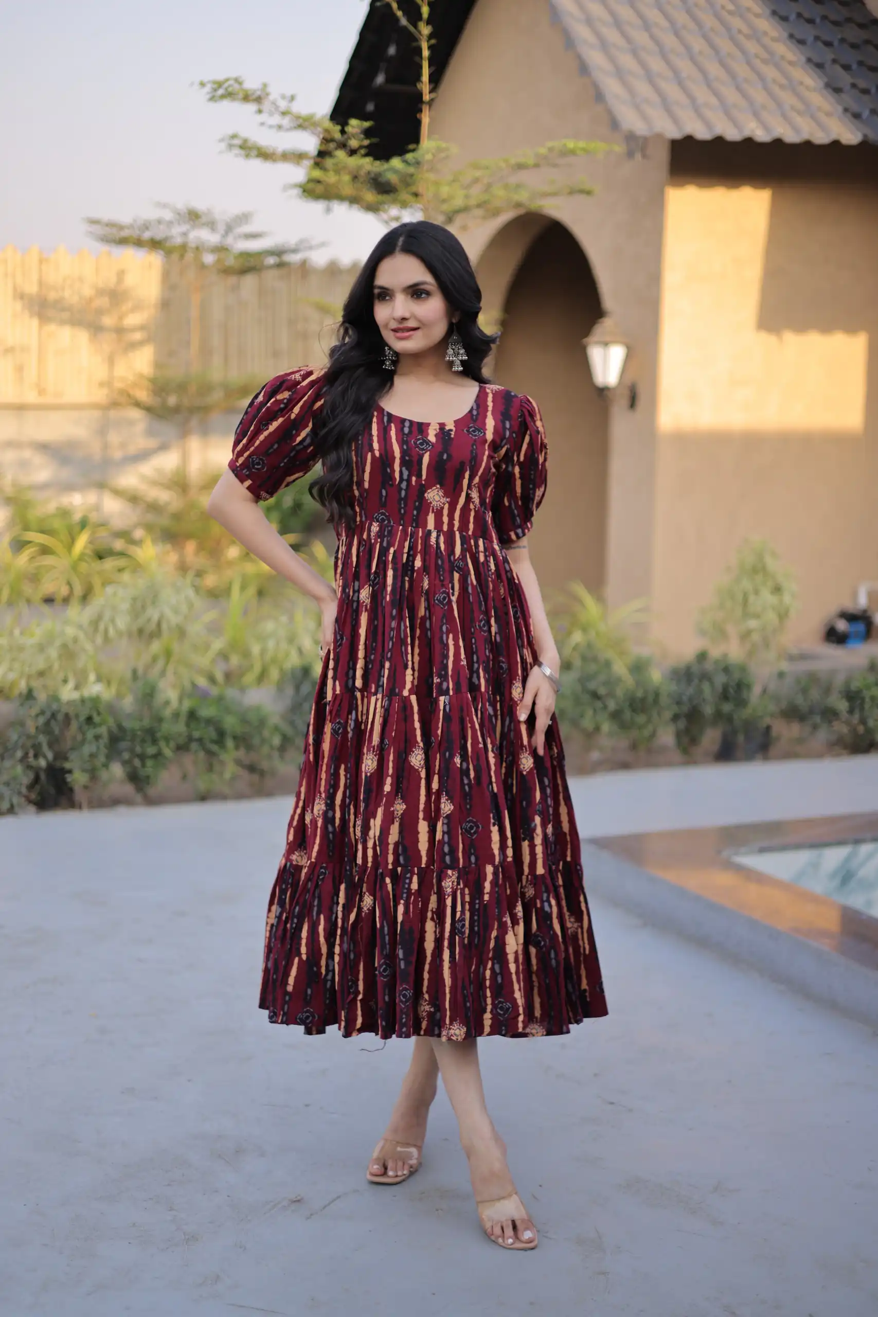 KA 1252 Maroon Cotton Kurti with Printed Work.Wedding, Party, Festive, Events, Exclusive Offer ₹1569. Delivery 4-6 Working Days. Shop now. | Bollywood Kurti, Creative Kurtis, Designer Kurti, Kurti, Party Wear Kurti, Selfie Kurti