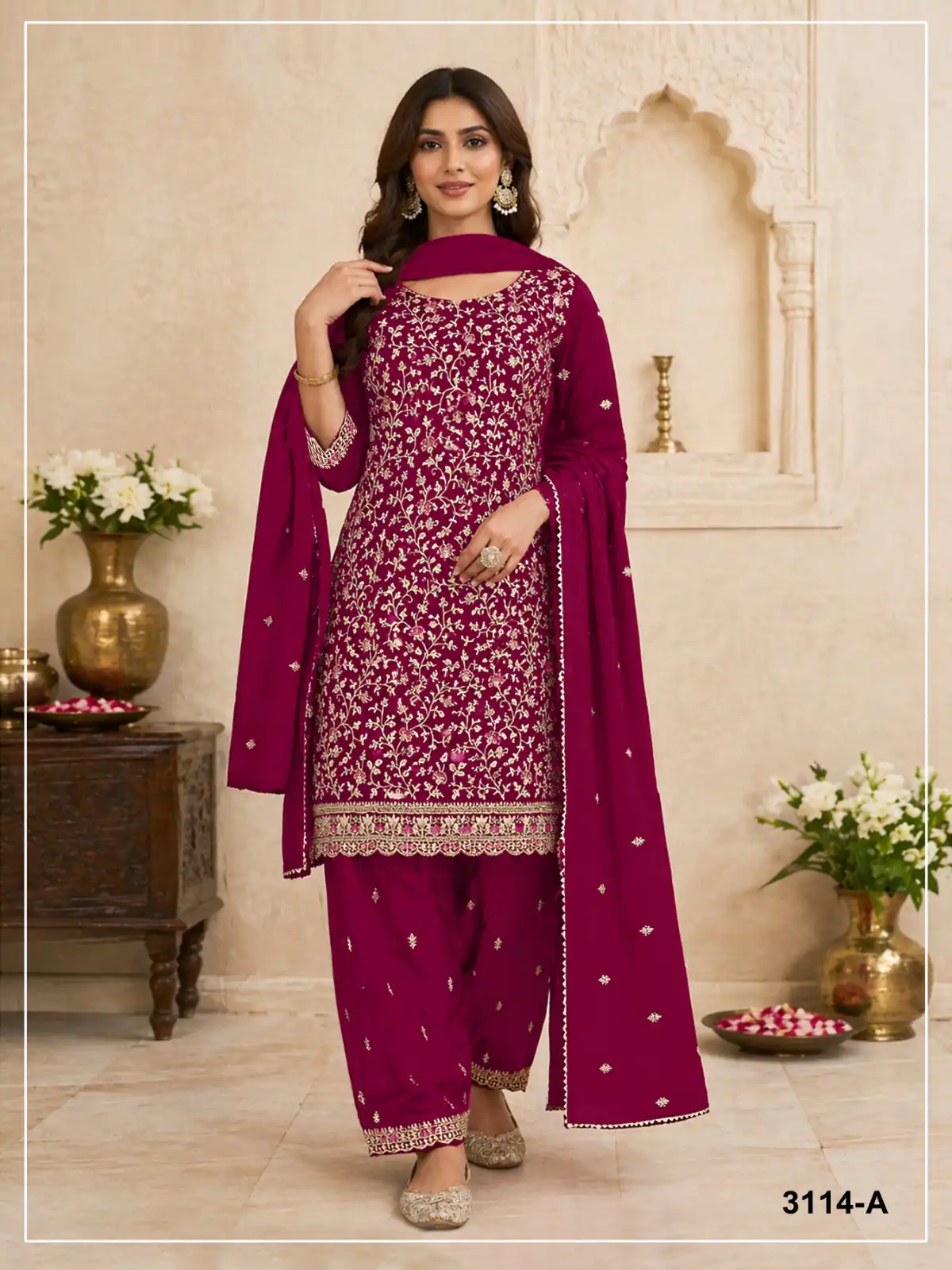 FC 3114 Red Blooming Fox Georgette Salwar Suit with Embroidery Work. Exclusive Offer ₹2499. Delivery 4-6 Working Days. Shop now. | Jump Suits, Straight Suits, Casual Suits, Creative suits, Designer Suits, Palazzo Suits, Party Wear Suits, Patiala Suits, Salwar suit