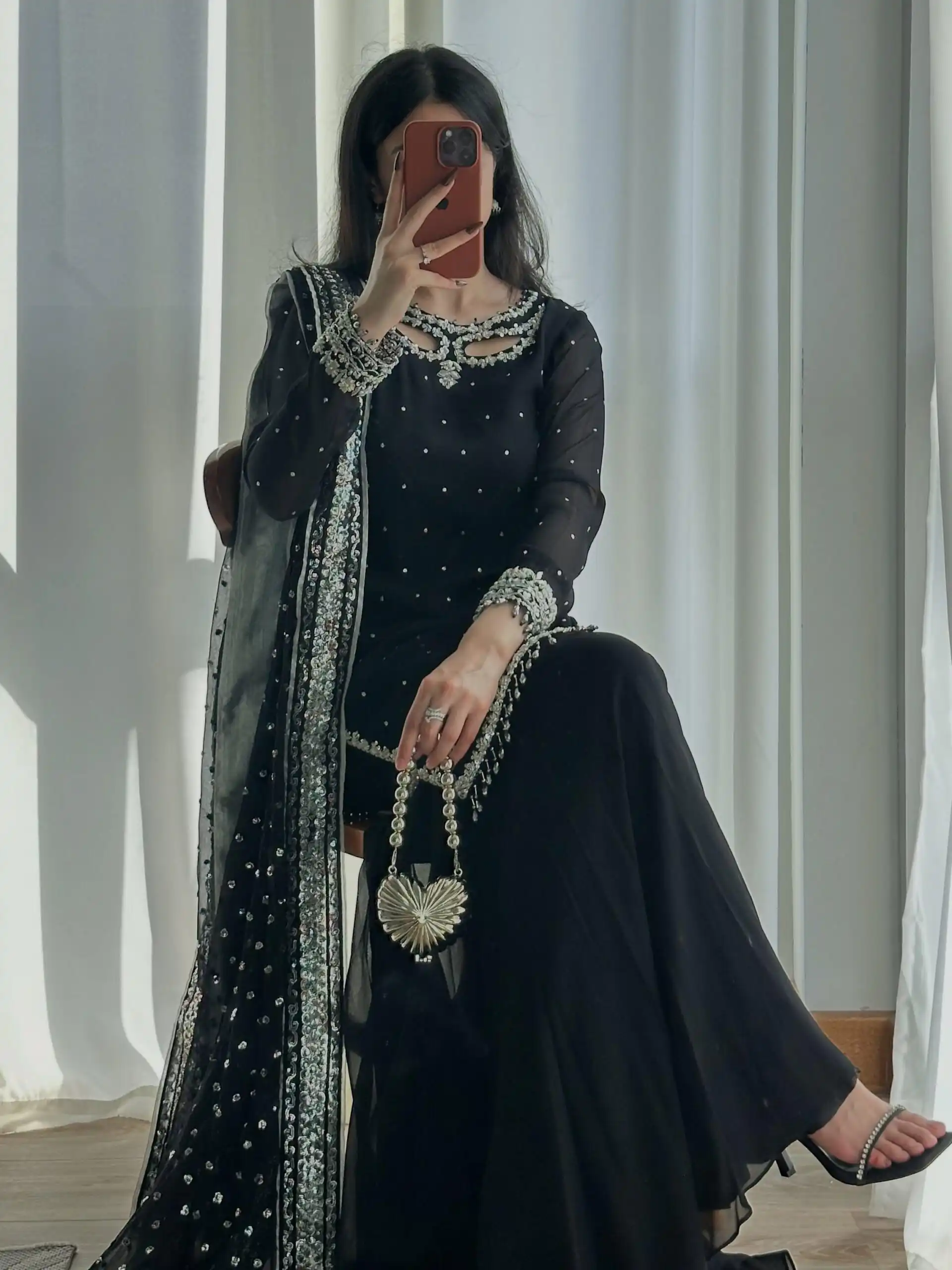 SRK 5353 Black Faux Georgette Salwar Suit Perfect for Wedding, Party, Family Gatherings, Sangeet, Housewarming – . Affordable Price ₹1949. Days | Jump Suits, Straight Suits, Casual Suits, Creative suits, Designer Suits, Palazzo Suits, Party Wear Suits, Patiala Suits, Salwar suit