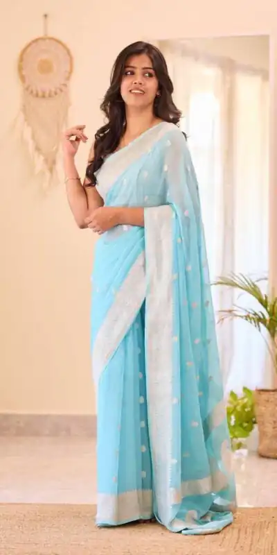 KPR 255 Sky Blue Soft Lilan Slab Saree Perfect for Wedding, Party, Lohri, Durga Puja, Pongal – . Get it for ₹1349. Delivery 4-6 Working Days. Shop now. | Bollywood Sarees, Creative Sarees, Designer Sarees, Embroidered Sarees, Ethnic Saree, Modern Digital sarees, Party Wear Sarees, Sarees