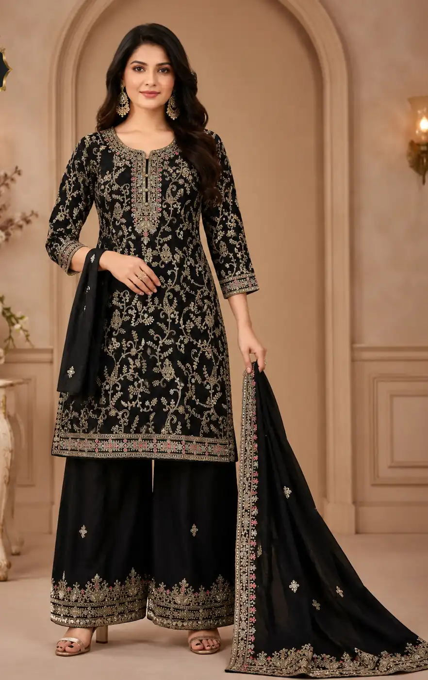 FC 1967 Black Chinon Embroidery Work Salwar Suit Wedding, Party, Festive, Events,, Reception,, Price ₹3049. Delivery 4-6 Working Days. Shop now. | Jump Suits, Straight Suits, Casual Suits, Creative suits, Designer Suits, Palazzo Suits, Party Wear Suits, Patiala Suits, Salwar suit