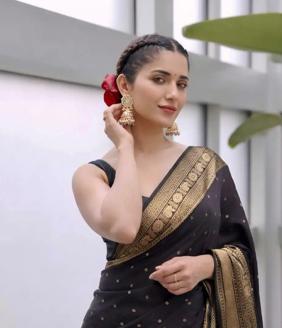 KP 303 Black in Soft Lichi Silk Jacquard Work Designer Work Saree . Exclusive Offer ₹1349. Delivery 4-6 Working Days. Shop now. | Bollywood Sarees, Creative Sarees, Designer Sarees, Embroidered Sarees, Ethnic Saree, Modern Digital sarees, Party Wear Sarees, Sarees