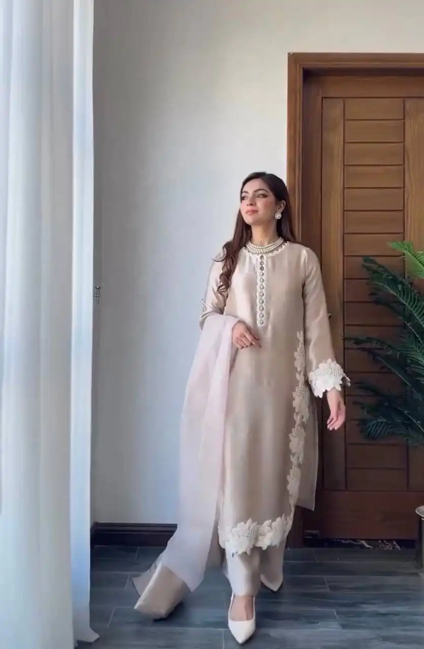 ST 213 Cream Color Natural Crep Salwar Suit with Embroidery Work. Wedding, Party, Festive, Best Price ₹1899. Delivery 4-6 Working Days. Shop now. | Jump Suits, Straight Suits, Casual Suits, Creative suits, Designer Suits, Palazzo Suits, Party Wear Suits, Patiala Suits, Salwar suit