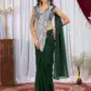 ST 1165 Green Faux Georgette Saree with Embroidery Work & Sequins Work. Now at just ₹1799. Delivery 4-6 Working Days. Shop now. | Bollywood Sarees, Creative Sarees, Designer Sarees, Embroidered Sarees, Ethnic Saree, Modern Digital sarees, Party Wear Sarees, Sarees